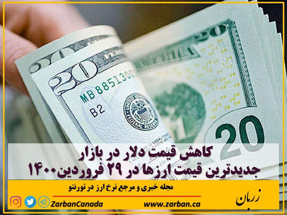 اخبار، نرخ ارز | کاهش قیمت دلار در بازار در ۲۹ فروردین ۱۴۰۰